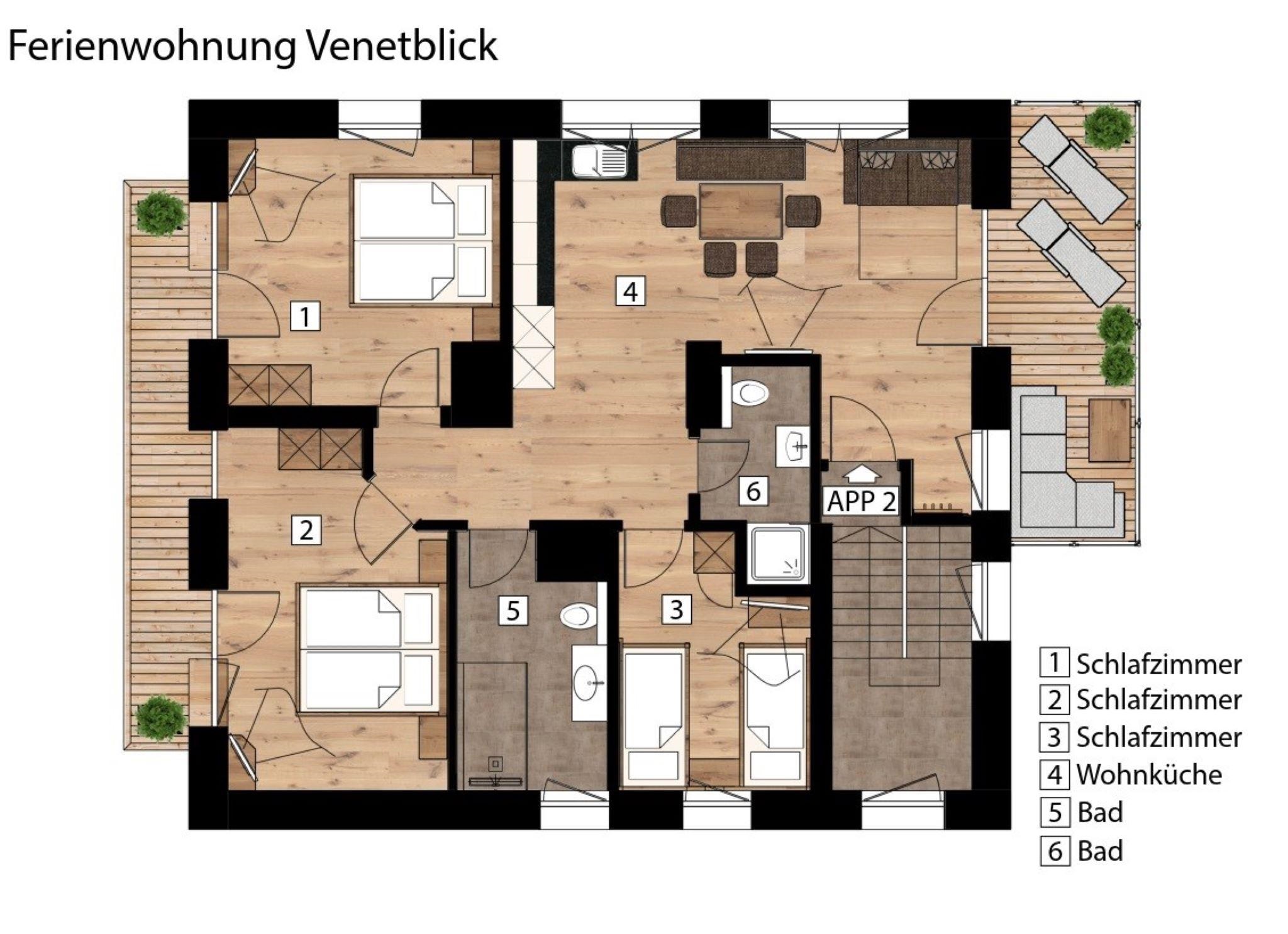 Floor plan of the Venetblick apartment